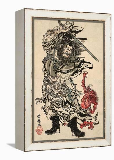 Shoki and Two Demons-Kyosai Kawanabe-Framed Premier Image Canvas