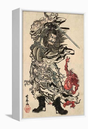 Shoki and Two Demons-Kyosai Kawanabe-Framed Premier Image Canvas