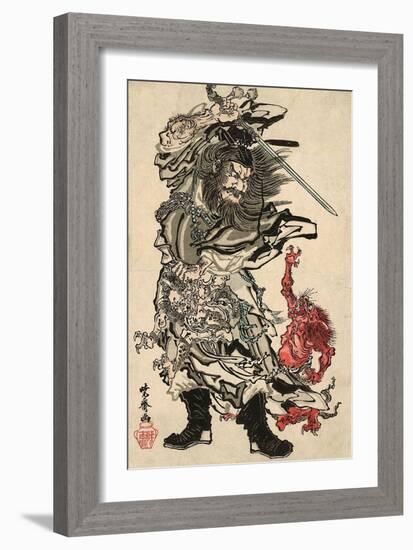 Shoki and Two Demons-Kyosai Kawanabe-Framed Giclee Print