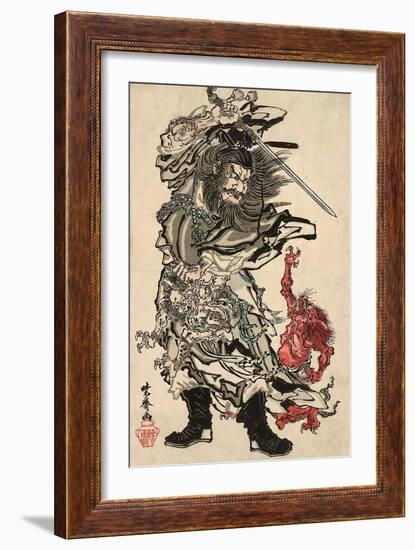 Shoki and Two Demons-Kyosai Kawanabe-Framed Giclee Print