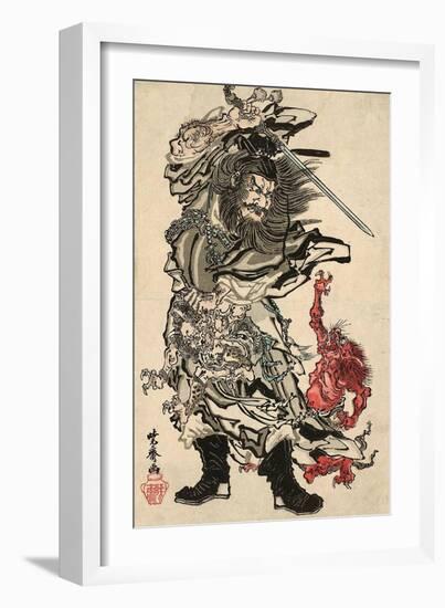 Shoki and Two Demons-Kyosai Kawanabe-Framed Giclee Print