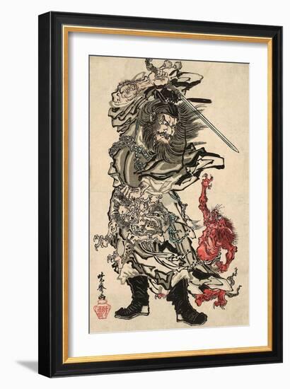 Shoki and Two Demons-Kyosai Kawanabe-Framed Giclee Print