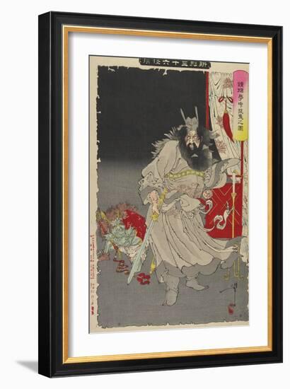 Shoki Capturing a Demon, 1890-Tsukioka Yoshitoshi-Framed Giclee Print