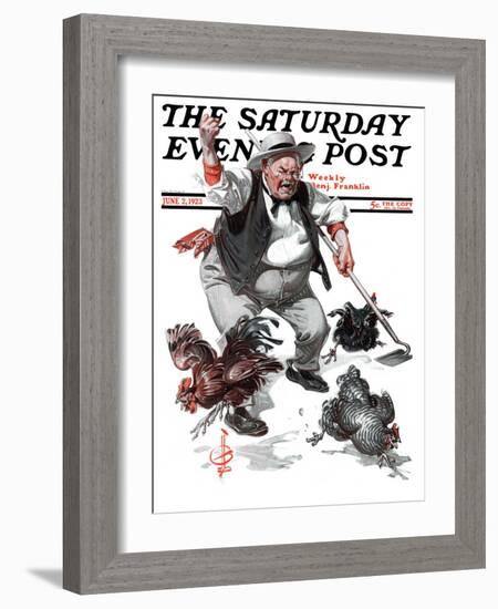 "Shoo Chickens !," Saturday Evening Post Cover, June 2, 1923-Joseph Christian Leyendecker-Framed Giclee Print