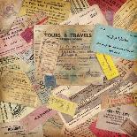Vintage Travel Background Made Of Lots Of Old Tickets-shootandwin-Art Print