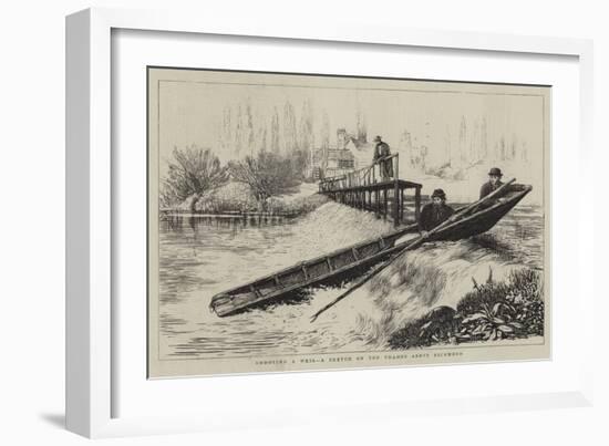 Shooting a Weir, a Sketch on the Thames Above Richmond-null-Framed Giclee Print