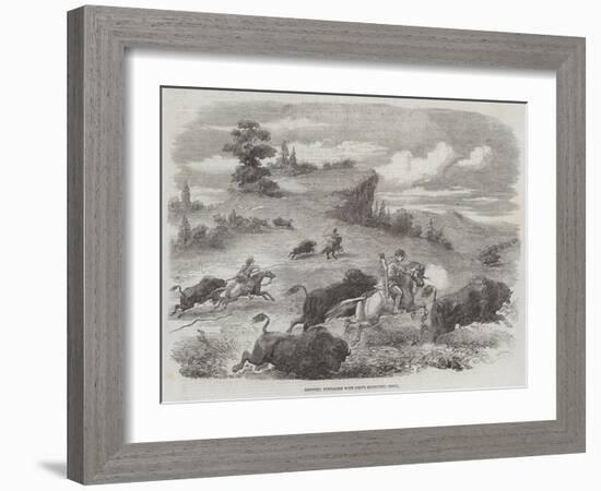 Shooting Buffaloes with Colt's Revolving Pistol-null-Framed Giclee Print