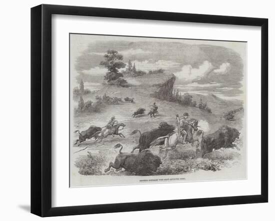 Shooting Buffaloes with Colt's Revolving Pistol-null-Framed Giclee Print