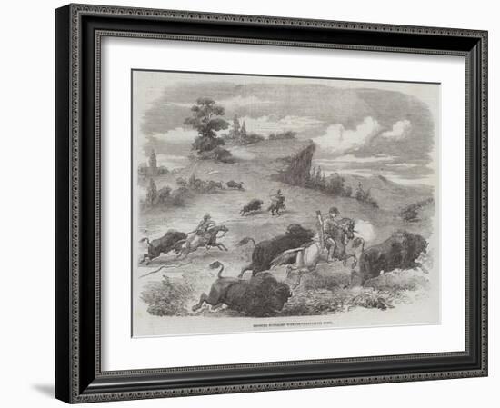 Shooting Buffaloes with Colt's Revolving Pistol-null-Framed Giclee Print