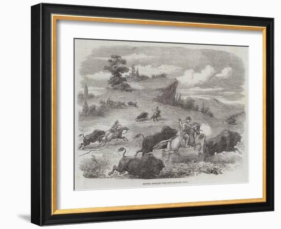 Shooting Buffaloes with Colt's Revolving Pistol-null-Framed Giclee Print