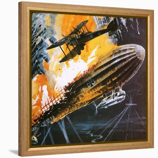 Shooting Down a Zeppelin During the First World War-Wilf Hardy-Framed Premier Image Canvas
