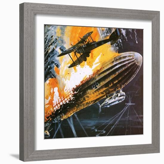 Shooting Down a Zeppelin During the First World War-Wilf Hardy-Framed Giclee Print