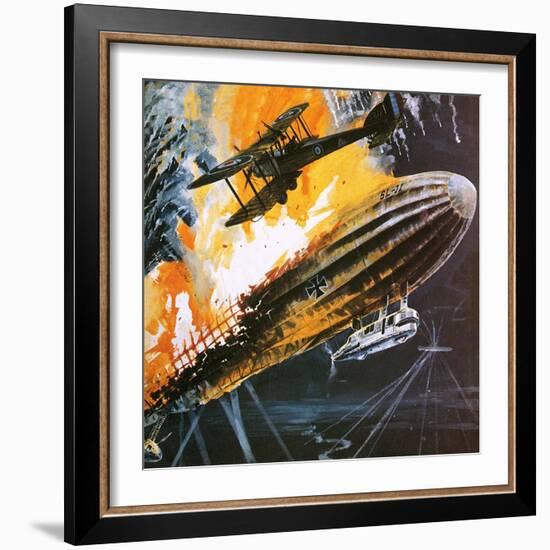 Shooting Down a Zeppelin During the First World War-Wilf Hardy-Framed Giclee Print