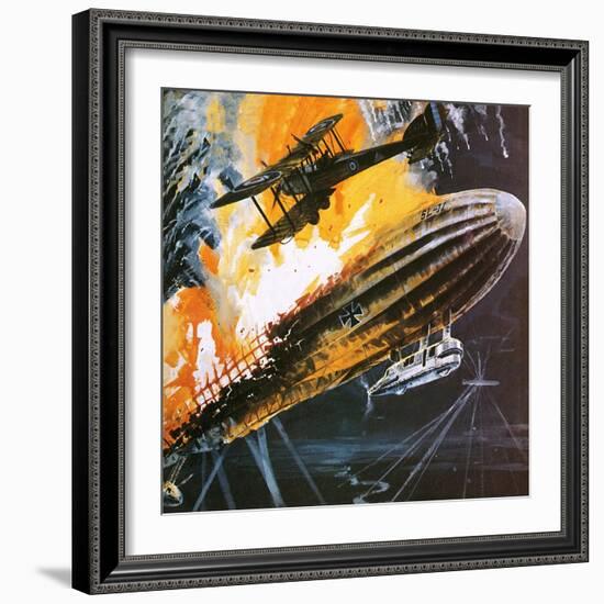 Shooting Down a Zeppelin During the First World War-Wilf Hardy-Framed Giclee Print