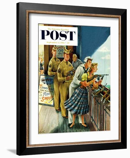 "Shooting Gallery" Saturday Evening Post Cover, September 12, 1953-Constantin Alajalov-Framed Giclee Print