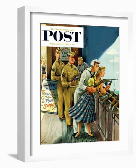 "Shooting Gallery" Saturday Evening Post Cover, September 12, 1953-Constantin Alajalov-Framed Giclee Print