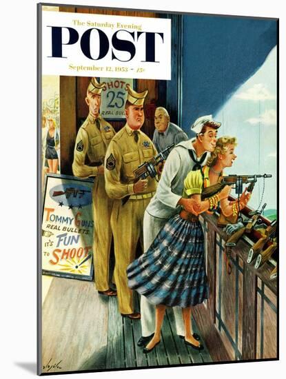 "Shooting Gallery" Saturday Evening Post Cover, September 12, 1953-Constantin Alajalov-Mounted Giclee Print