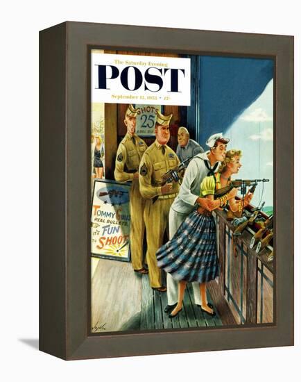 "Shooting Gallery" Saturday Evening Post Cover, September 12, 1953-Constantin Alajalov-Framed Premier Image Canvas