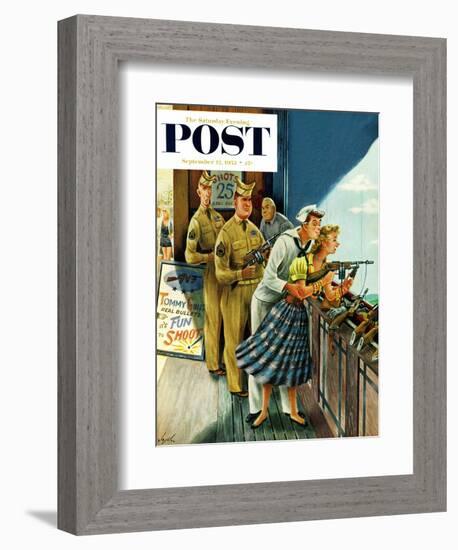 "Shooting Gallery" Saturday Evening Post Cover, September 12, 1953-Constantin Alajalov-Framed Giclee Print