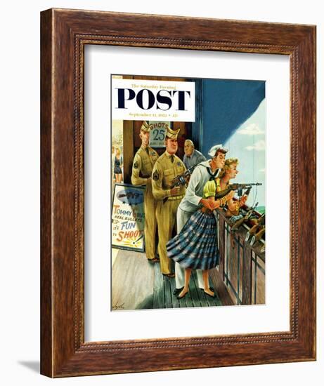 "Shooting Gallery" Saturday Evening Post Cover, September 12, 1953-Constantin Alajalov-Framed Giclee Print