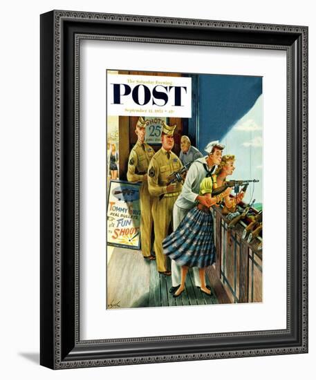 "Shooting Gallery" Saturday Evening Post Cover, September 12, 1953-Constantin Alajalov-Framed Giclee Print