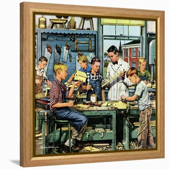 "Shop Class", March 19, 1955-Stevan Dohanos-Framed Premier Image Canvas