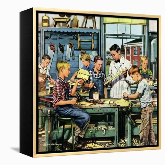 "Shop Class", March 19, 1955-Stevan Dohanos-Framed Premier Image Canvas