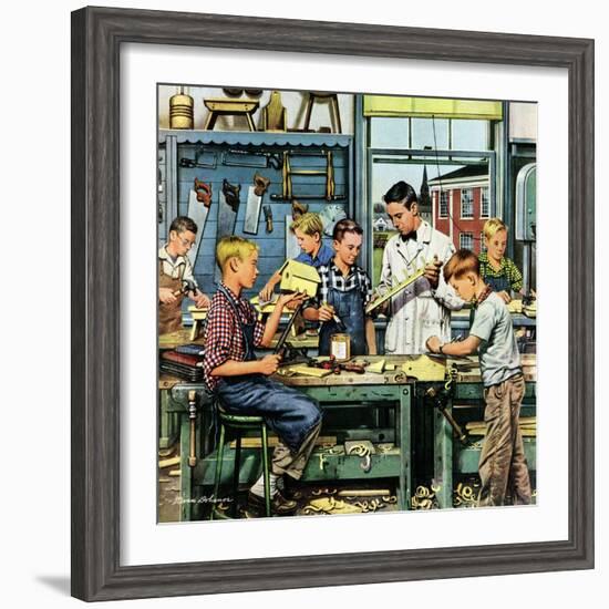 "Shop Class", March 19, 1955-Stevan Dohanos-Framed Giclee Print