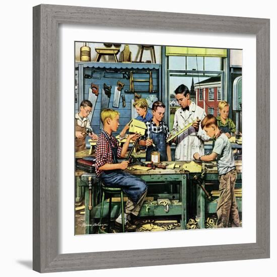 "Shop Class", March 19, 1955-Stevan Dohanos-Framed Giclee Print