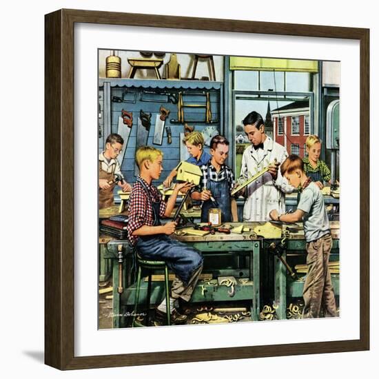 "Shop Class", March 19, 1955-Stevan Dohanos-Framed Giclee Print