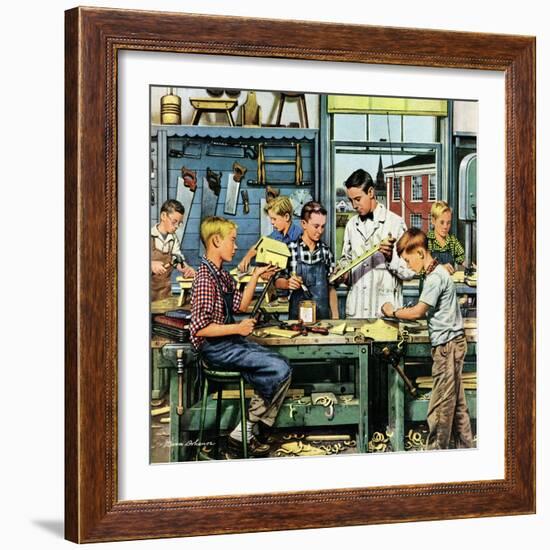 "Shop Class", March 19, 1955-Stevan Dohanos-Framed Giclee Print