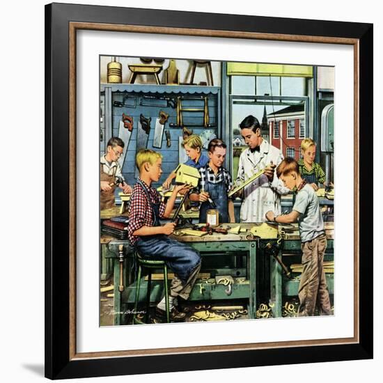 "Shop Class", March 19, 1955-Stevan Dohanos-Framed Giclee Print