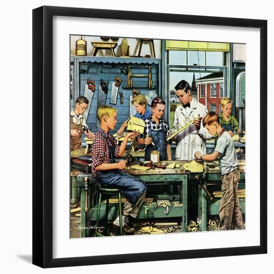 "Shop Class", March 19, 1955-Stevan Dohanos-Framed Giclee Print