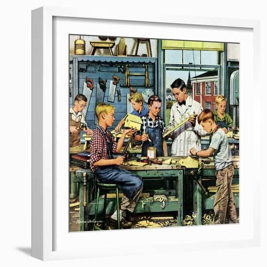 "Shop Class", March 19, 1955-Stevan Dohanos-Framed Giclee Print