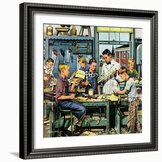 "Shop Class", March 19, 1955-Stevan Dohanos-Framed Giclee Print