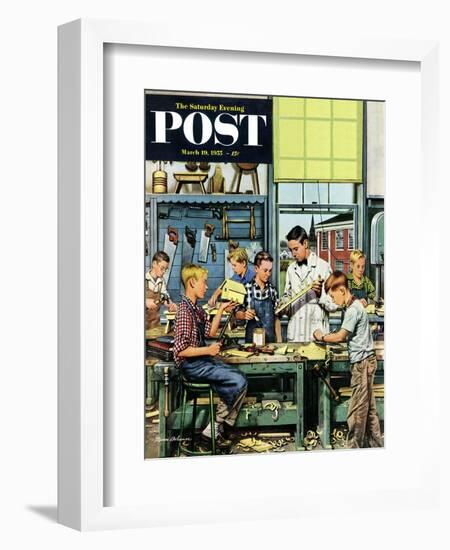 "Shop Class" Saturday Evening Post Cover, March 19, 1955-Stevan Dohanos-Framed Giclee Print