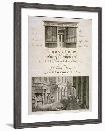 Shop Front of Brown and Crow, Sacking Manufacturers, 32 Mark Lane, City of London, 1800-Samuel Rawle-Framed Giclee Print