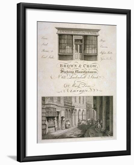 Shop Front of Brown and Crow, Sacking Manufacturers, 32 Mark Lane, City of London, 1800-Samuel Rawle-Framed Giclee Print