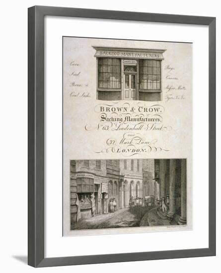 Shop Front of Brown and Crow, Sacking Manufacturers, 32 Mark Lane, City of London, 1800-Samuel Rawle-Framed Giclee Print