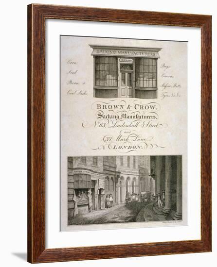 Shop Front of Brown and Crow, Sacking Manufacturers, 32 Mark Lane, City of London, 1800-Samuel Rawle-Framed Giclee Print