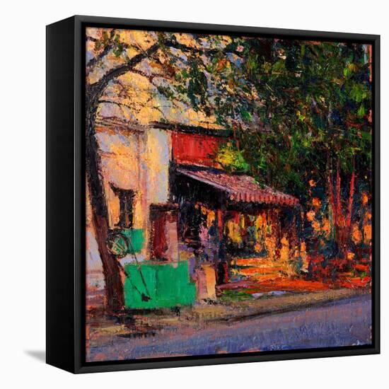 Shop in Last Light, Pondicherry, 2017-Andrew Gifford-Framed Premier Image Canvas