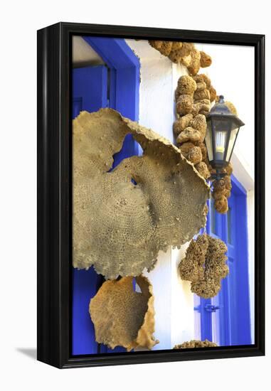 Shop Selling Sponges a Tradition of Kalymnos, Kalymnos, Dodecanese, Greek Islands, Greece, Europe-Neil Farrin-Framed Premier Image Canvas