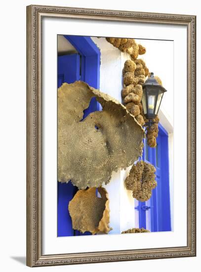 Shop Selling Sponges a Tradition of Kalymnos, Kalymnos, Dodecanese, Greek Islands, Greece, Europe-Neil Farrin-Framed Photographic Print