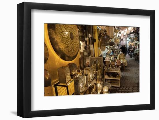 Shop Selling Traditional Metal Lamps and Trays in the Souks-Martin Child-Framed Photographic Print