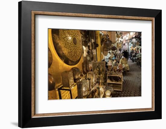 Shop Selling Traditional Metal Lamps and Trays in the Souks-Martin Child-Framed Photographic Print