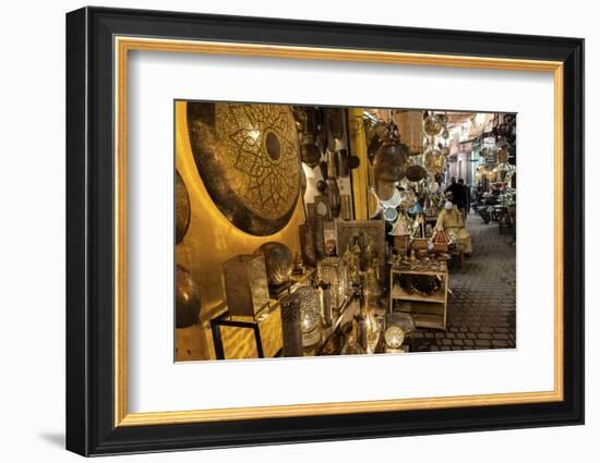 Shop Selling Traditional Metal Lamps and Trays in the Souks-Martin Child-Framed Photographic Print