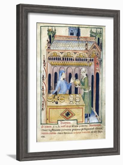 Shop with Butter Bread and Two Women from Tacuinum Sanitatis-null-Framed Giclee Print