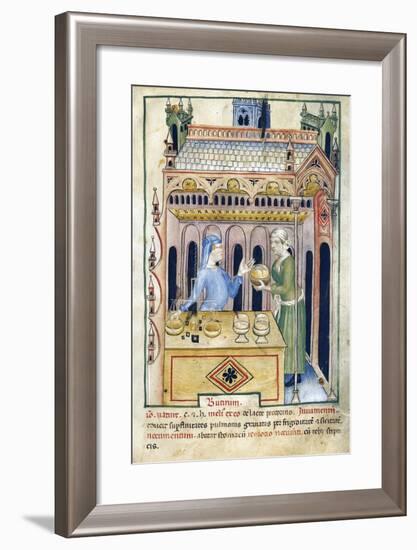 Shop with Butter Bread and Two Women from Tacuinum Sanitatis-null-Framed Giclee Print