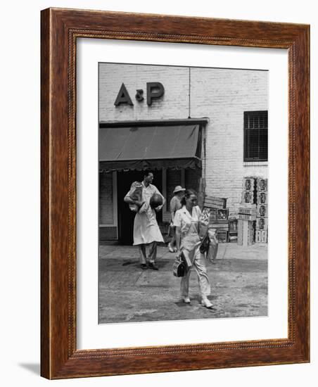Shoppers Leaving A&P Grocery Store-Alfred Eisenstaedt-Framed Photographic Print