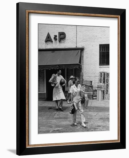 Shoppers Leaving A&P Grocery Store-Alfred Eisenstaedt-Framed Photographic Print